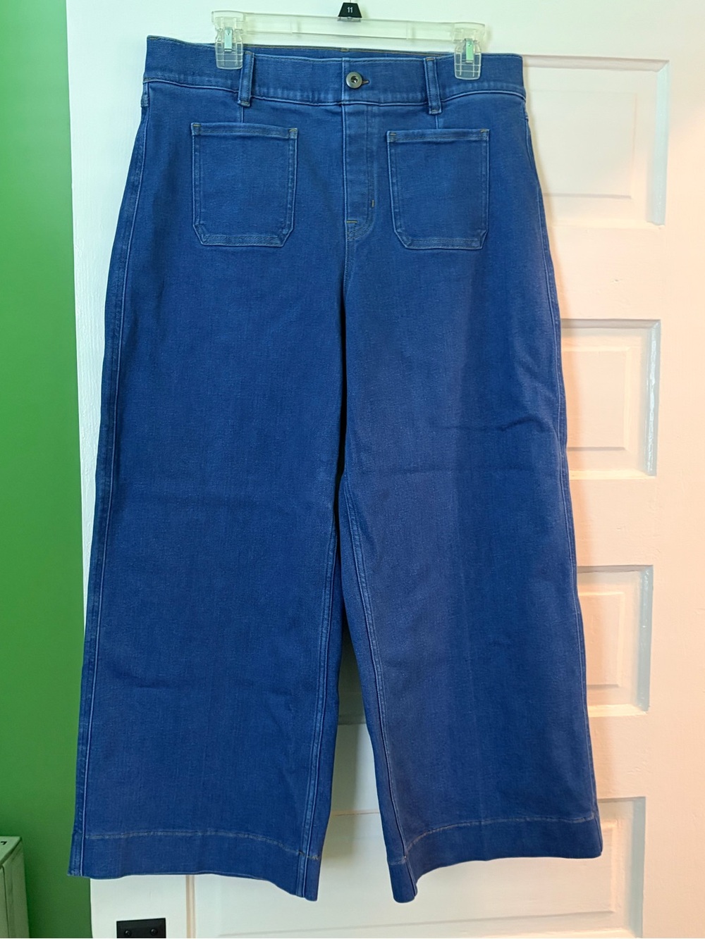 SPANX Wide-Leg Cropped Jeans in Deep Blue